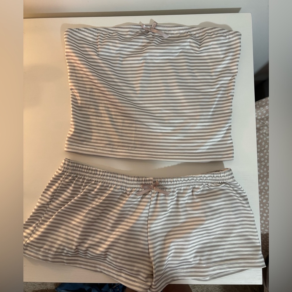 Striped Tube Top and Shorts Set